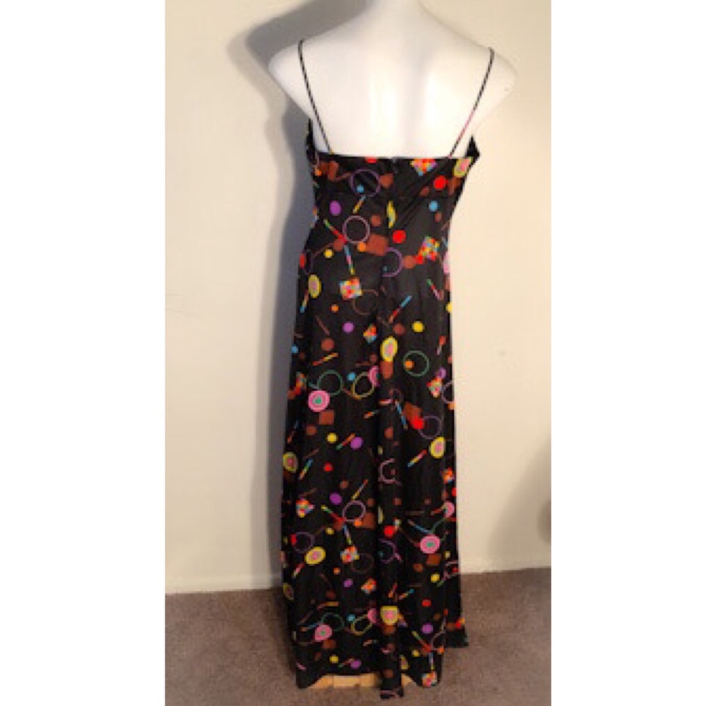 Vintage Jonathan Logan Black Geometric Print Spaghetti Strap Maxi Dress - Picture 5 of 6